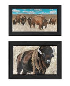 Trendy Decor 4U "The Boss of the Bison Herd" Framed Wall Art for Living Room, Wall Art Print for Home Decor, Bedroom Wall Art by Cindy Jacobs