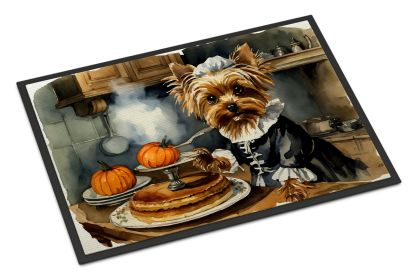 NEW Yorkie Fall Kitchen Pumpkins Doormat Front Door Mat Indoor Outdoor Rugs for Entryway, Non Slip Washable Low Pile, 18H X 27W