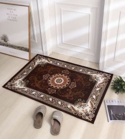 Thickened Absorbent Jacquard Carpet Dornier Woven Living Room Bathroom Rug Kitchen Non-slip Home Entry Floor Door Mat Red Brown (Color: Coffee, size: 50CMx80CM)