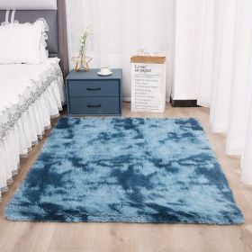 1pc, Plush Silk Fur Rug for Indoor Bedroom and Living Room - Soft and Luxurious Floor Mat (Color: Tie-dye Sapphire Blue, size: 62.99*78.74inch)